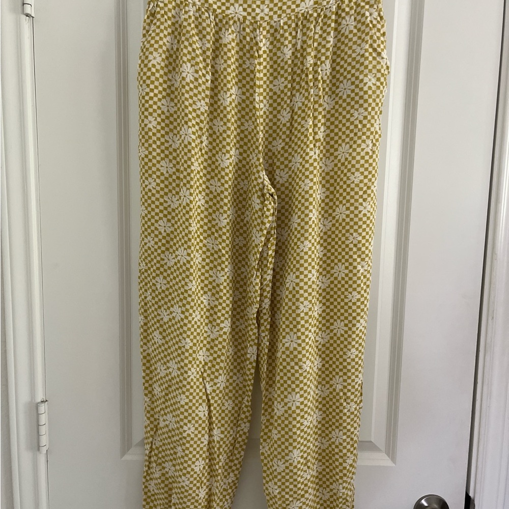 SO Yellow and White Checkered Jogger Pants